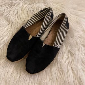 Toms black stripped shoes